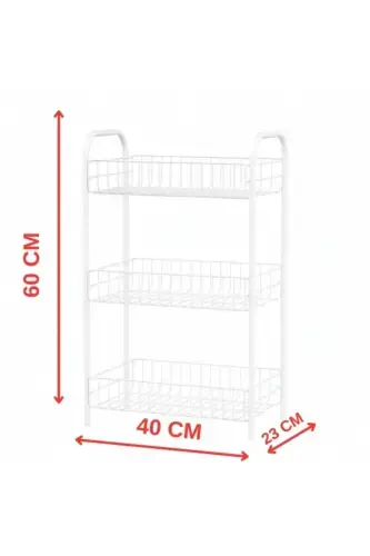 Banyo Metal Raf Banyo Düzenleyici Çok Amaçlı Metal Raf (80x40x23 cm. )-Beyaz - 5