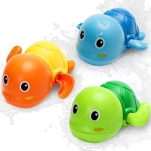 Bath Toys, Cute Swimming Turtle Baby Bath Toys for Toddler 1-3, Water Pool Floating Wind Up Toys for 1 Year Old Boy Girl Gifts, Infant Toddlers Kids Bathtub Toys, 3 Pack - 2
