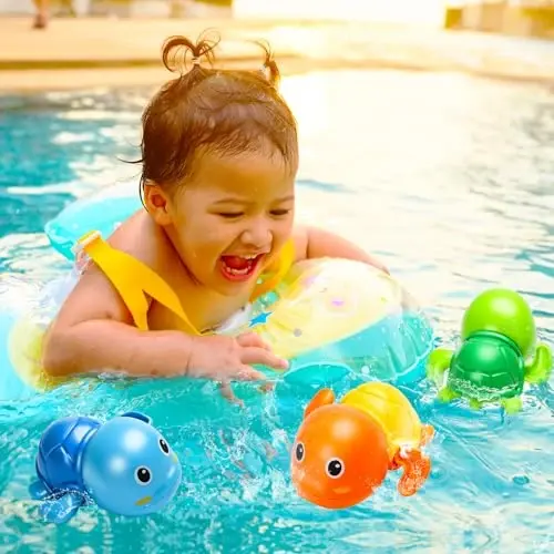 Bath Toys, Cute Swimming Turtle Baby Bath Toys for Toddler 1-3, Water Pool Floating Wind Up Toys for 1 Year Old Boy Girl Gifts, Infant Toddlers Kids Bathtub Toys, 3 Pack - 3