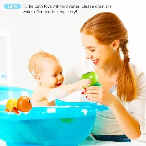 Bath Toys, Cute Swimming Turtle Baby Bath Toys for Toddler 1-3, Water Pool Floating Wind Up Toys for 1 Year Old Boy Girl Gifts, Infant Toddlers Kids Bathtub Toys, 3 Pack - 5