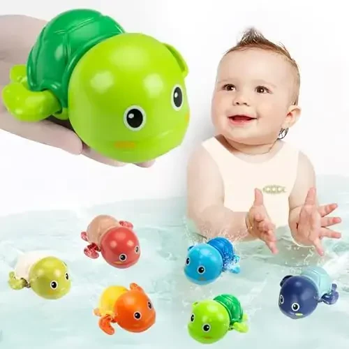 Bath Toys, 6 Pack Swimming Turtle Baby Bath Toys for Toddler 1-3, Water Pool Floating Wind Up Toys for 1 Year Old Boy Girl Gifts, Infant Toddlers Kids Bathtub Toys - 1
