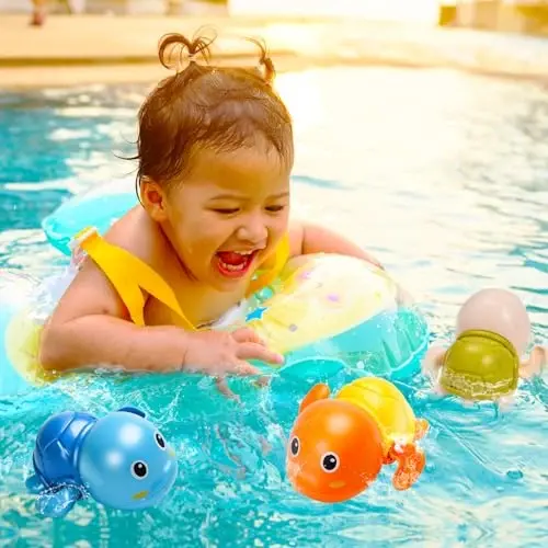 Bath Toys, 6 Pack Swimming Turtle Baby Bath Toys for Toddler 1-3, Water Pool Floating Wind Up Toys for 1 Year Old Boy Girl Gifts, Infant Toddlers Kids Bathtub Toys - BATH (1)