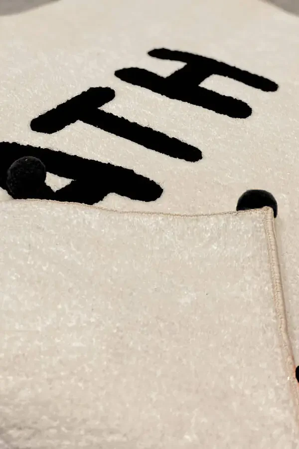 Bath Siyah Ponpon Detaylı Yazılı Banyo Paspası 90×57 - 5