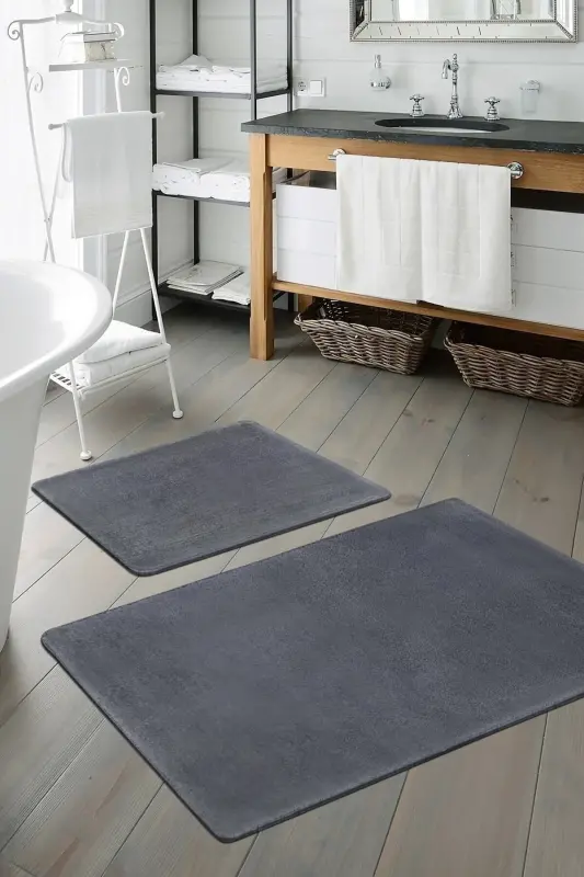Banyo Takımı Küçük Boy 2'li (80x50)(50x40) - Antrasit - SARAR