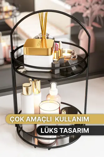 Banyo Tartibga Solgich 2 Qavatli 40CM Qora Hashamatli Tartibga Soluvchi Banyo Raf Shampoonlik Dekorativ - BINO (1)