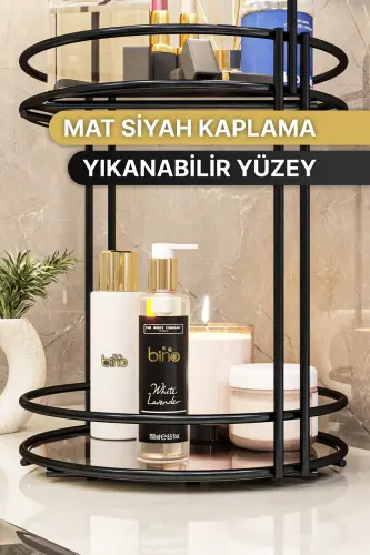 Banyo Tartibga Solgich 2 Qavatli 40CM Qora Hashamatli Tartibga Soluvchi Banyo Raf Shampoonlik Dekorativ - 3