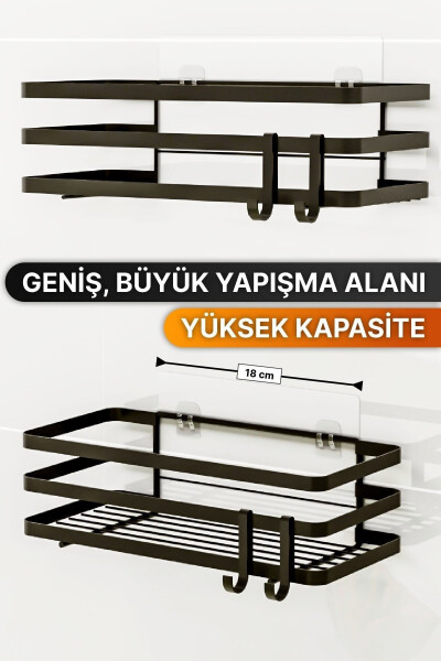 Banyo Tartibga Soluvchi Shampun Sovunlik 2 Li Set Lamali Yopishqoqli 4 Ilgakli Dush Raf Organayzer - 15