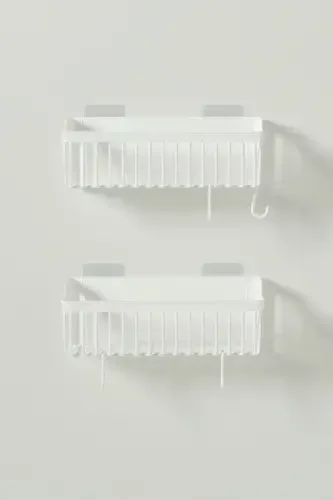 Banyoda yopishqoq tokchalar, 2 dona hammom uchun tashkilotchi, dush tokchasi, shampun uchun tokcha, plastik. - 3