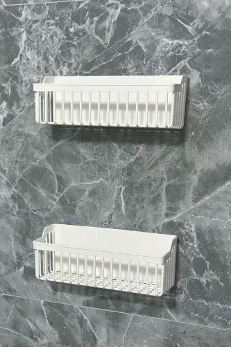 Banyoda yopishqoq tokchalar, 2 dona hammom uchun tashkilotchi, dush tokchasi, shampun uchun tokcha, plastik. - 6