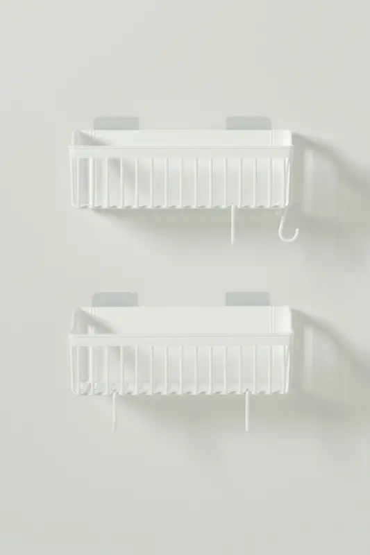 Banyor Yapışkanlı Banyo Rafı, 2'li Banyo Düzenleyici Organizer Banyo Duş Rafı Şampuanlık, Plstik - 3