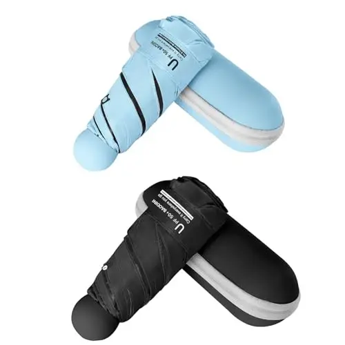 BAODINI Mini Travel Umbrella with UV Sun Protection, Compact Pocket-Size | 8.6 oz Lightweight, Small Portable for Sun & Rain, Fit Purse & Backpack, Travel essentials for Disney & European Trip 
