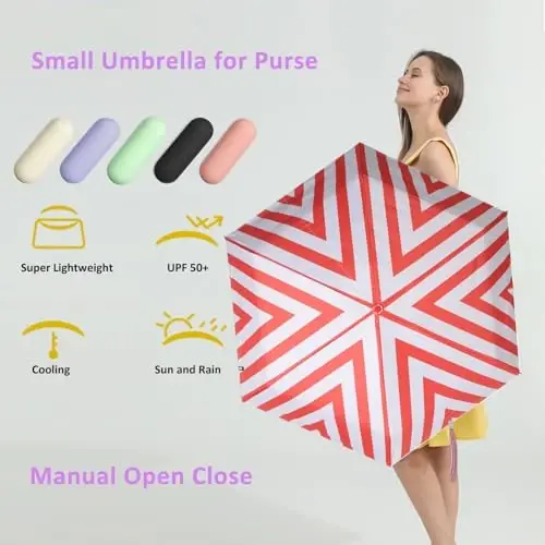 BAODINI Travel Essentials Mini Umbrella for Purse With Case Small Compact UV Sun Protection Lightweight Tiny Pocket Manual Open Close Umbrella for Women Kids and Men Fits Purse Backpack - BAODINI (1)