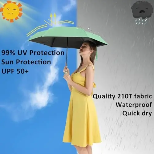 BAODINI Travel Essentials Mini Umbrella for Purse With Case Small Compact UV Sun Protection Lightweight Tiny Pocket Manual Open Close Umbrella for Women Kids and Men Fits Purse Backpack - 4