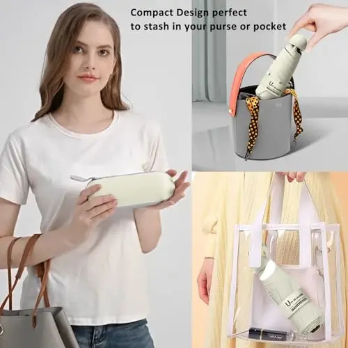 BAODINI Travel Essentials Mini Umbrella for Purse With Case Small Compact UV Sun Protection Lightweight Tiny Pocket Manual Open Close Umbrella for Women Kids and Men Fits Purse Backpack - 6