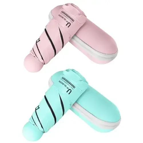 BAODINI Travel Essentials Mini Umbrella for Purse With Case Small Compact UV Sun Protection Lightweight Tiny Pocket Manual Open Close Umbrella for Women Kids and Men Fit Purse Backpack - 1