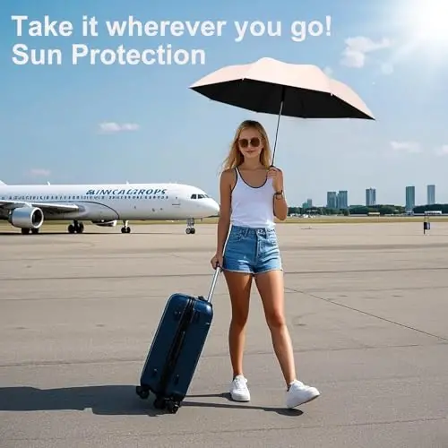 BAODINI Travel Essentials Mini Umbrella for Purse With Case Small Compact UV Sun Protection Lightweight Tiny Pocket Manual Open Close Umbrella for Women Kids and Men Fits Purse Backpack - 3