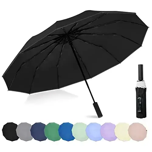 BAODINI Windproof Compact Rain Umbrella for Travel 42/46 Inch Premium Fabric Auto Open Perfect for Purse and Backpack Portable Umbrella for Women and Men 