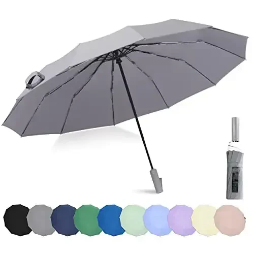 BAODINI Windproof Compact Rain Umbrella for Travel 42/46 Inch Premium Fabric Auto Open Perfect for Purse and Backpack Portable Umbrella for Women and Men 