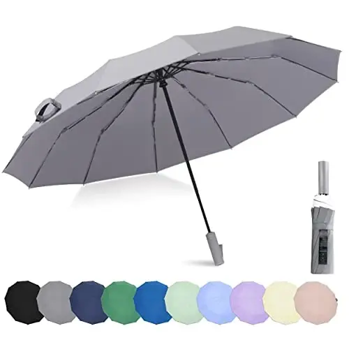 BAODINI Windproof Compact Rain Umbrella for Travel 42/46 Inch Premium Fabric Auto Open Perfect for Purse and Backpack Portable Umbrella for Women and Men - 1
