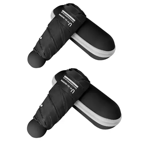 BAODINI Travel Essentials Mini Umbrella for Purse With Case Small Compact UV Sun Protection Lightweight Tiny Pocket Manual Open Close Umbrella for Women Kids and Men Fits Purse Backpack - BAODINI