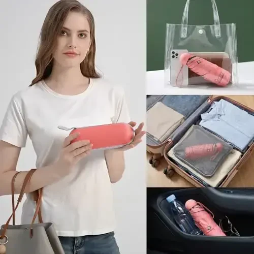 BAODINI Travel Essentials Hamyon uchun mini soyabon G'ilof bilan Kichik kompakt UV Quyoshdan himoya Yengil kichkina cho'ntak Qo'lda ochiladigan yopiladigan soyabon Ayollar bolalar va erkaklar uchun Hamyon xalta mos - 3