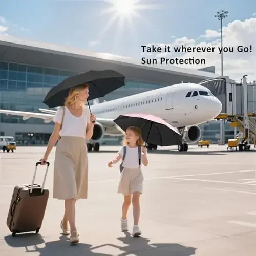 BAODINI Travel Essentials Hamyon uchun mini soyabon, g'ilofi bilan, kichik ixcham UV quyoshdan himoya yengil kichkina cho'ntak qo'lda ochiladigan yopiladigan soyabon ayollar, bolalar va erkaklar uchun Hamyon ryukzakka mos keladi - 2