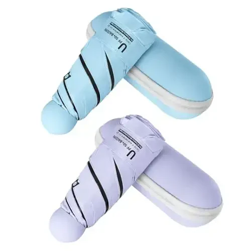 BAODINI Travel Essentials Hamyon uchun mini soyabon, G'ilofli kichik ixcham UV quyoshdan himoya qiluvchi yengil kichkina cho'ntak qo'lda ochiladigan yopiladigan soyabon ayollar bolalar va erkaklar uchun hamyon xalta mos - 1