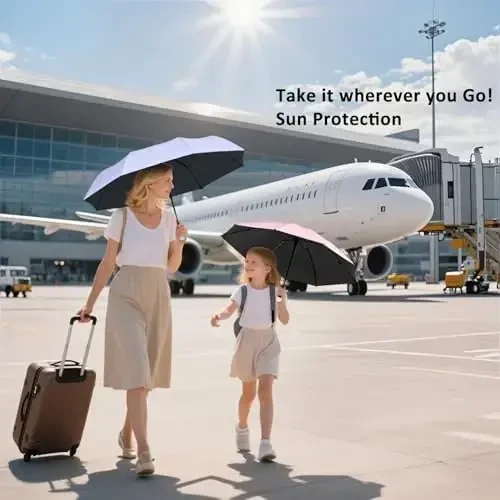 BAODINI Travel Essentials Hamyon uchun mini soyabon, G'ilofli kichik ixcham UV quyoshdan himoya qiluvchi yengil kichkina cho'ntak qo'lda ochiladigan yopiladigan soyabon ayollar bolalar va erkaklar uchun hamyon xalta mos - 2