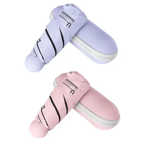 BAODINI Travel Essentials Hamyon uchun mini soyabon G'ilofli kichik ixcham UV quyoshdan himoya Yengil kichkina cho'ntak qo'lda ochiladigan yopiladigan soyabon Ayollar bolalar va erkaklar uchun Hamyon Ryukzak 