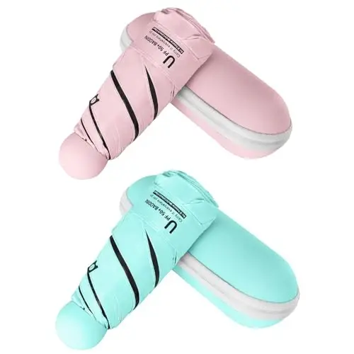 BAODINI Travel Essentials Hamyon uchun mini soyabon G'ilofli kichik ixcham UV quyoshdan himoya Yengil kichkina cho'ntak Qo'lda ochiladigan yopiladigan soyabon Ayollar bolalar va erkaklar uchun Hamyon ryukzakga mos keladi - BAODINI