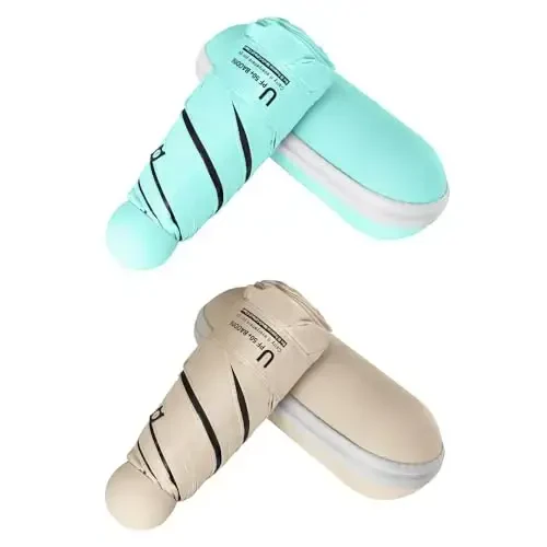 BAODINI Travel Essentials Hamyon uchun mini soyabon G'ilofli kichik ixcham UV quyoshdan himoya Yengil kichkina cho'ntak qo'lda ochiladigan yopiladigan soyabon Ayollar bolalar va erkaklar uchun Hamyon ryukzakiga mos keladi - 1