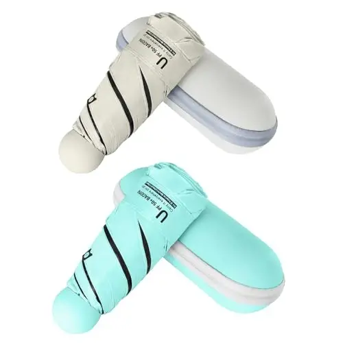 BAODINI Travel Essentials Hamyon uchun mini soyabon G'ilofli kichik ixcham UV quyoshdan himoya Yengil kichkina cho'ntak Qo'lda ochiladigan yopiladigan soyabon Ayollar bolalar va erkaklar uchun Hamyon xalta uchun mos 