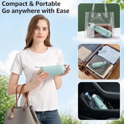 BAODINI Travel Essentials Hamyon uchun mini soyabon G'ilofli kichik ixcham UV quyoshdan himoya Yengil kichkina cho'ntak Qo'lda ochiladigan yopiladigan soyabon Ayollar bolalar va erkaklar uchun Hamyon xalta uchun mos 
