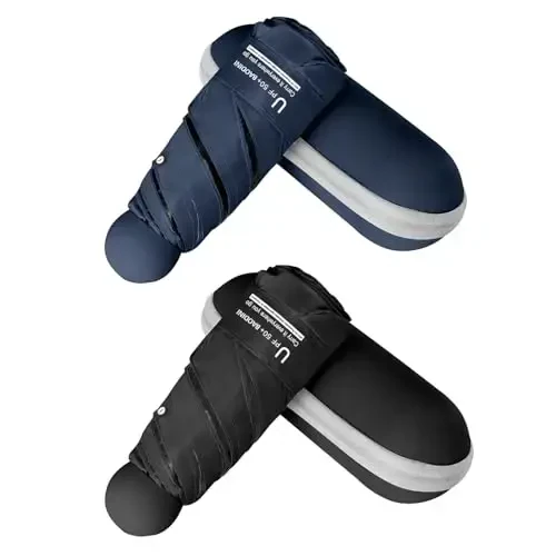 BAODINI Travel Essentials Hamyon uchun mini soyabon, kichik ixcham UV quyoshdan himoya qiluvchi yengil kichkina cho'ntak qo'lda ochiladigan yopiladigan soyabon ayollar, bolalar va erkaklar uchun hamyon ryukzakiga mos 