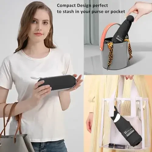 BAODINI Travel Essentials Hamyon uchun mini soyabon, kichik ixcham UV quyoshdan himoya qiluvchi yengil kichkina cho'ntak qo'lda ochiladigan yopiladigan soyabon ayollar, bolalar va erkaklar uchun hamyon ryukzakiga mos - 6