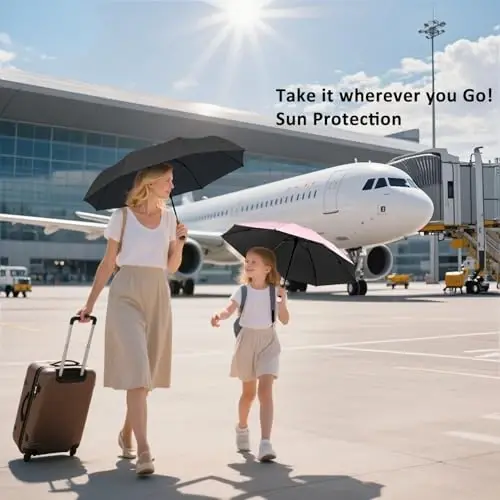 BAODINI Travel Essentials Hamyon uchun mini soyabon, kichik ixcham UV quyoshdan himoya qiluvchi yengil kichkina cho'ntak qo'lda ochiladigan yopiladigan soyabon ayollar, bolalar va erkaklar uchun hamyon ryukzakiga mos - 2