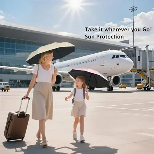 BAODINI Travel Essentials Hamyon uchun mini soyabon, kichkina ixcham UV quyoshdan himoya qilish, yengil kichkina cho'ntak qo'lda ochiladigan yopiladigan soyabon ayollar, bolalar va erkaklar uchun hamyon xaltasiga mos keladi - 2