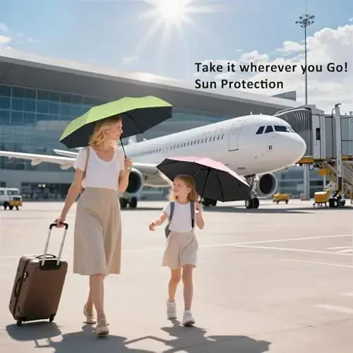 BAODINI Travel Essentials Hamyon uchun mini soyabon, kichkina ixcham UV quyoshdan himoya qiluvchi yengil cho'ntak qo'lda ochiladigan yopiladigan soyabon ayollar, bolalar va erkaklar uchun hamyon ryukzakiga mos - 1