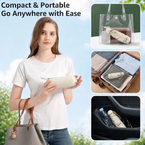 BAODINI Travel Essentials hamyon uchun mini soyabon, kichkina ixcham UV quyoshdan himoya qiluvchi yengil kichik cho'ntak qo'lda ochiladigan yopiladigan soyabon ayollar, bolalar va erkaklar uchun hamyonga ryukzakga mos - 5