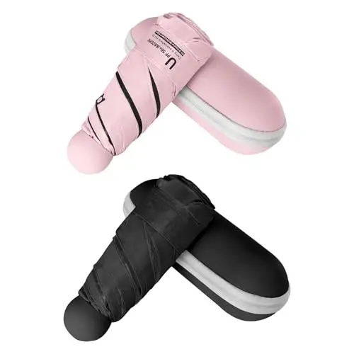BAODINI Travel Essentials Mini Umbrella for Purse With Case Small Compact UV Sun Protection Lightweight Tiny Pocket Manual Open Close Umbrella for Women Kids and Men Fit Purse Backpack - 1