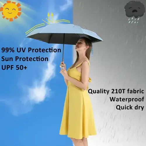 BAODINI Travel Essentials Mini Umbrella for Purse With Case Small Compact UV Sun Protection Lightweight Tiny Pocket Manual Open Close Umbrella for Women Kids and Men Fit Purse Backpack - 4