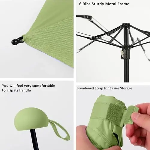 BAODINI Travel Essentials Mini Umbrella for Purse With Case Small Compact UV Sun Protection Lightweight Tiny Pocket Manual Open Close Umbrella for Women Kids and Men Fit Purse Backpack 