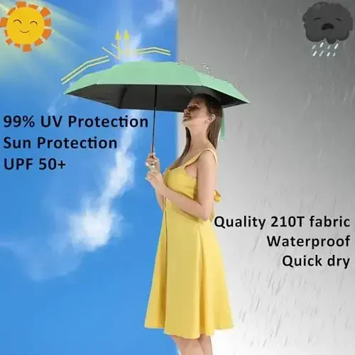 BAODINI Travel Essentials Mini Umbrella for Purse With Case Small Compact UV Sun Protection Lightweight Tiny Pocket Manual Open Close Umbrella for Women Kids and Men Fit Purse Backpack - 4