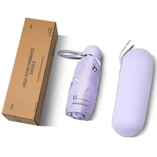 BAODINI Travel Essentials Mini Umbrella for Purse With Case Small Compact UV Sun Protection Lightweight Tiny Pocket Manual Open Close Umbrella for Women Kids and Men Fit Purse Backpack - 6