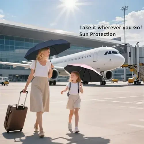 BAODINI Travel Essentials Mini Umbrella for Purse With Case Small Compact UV Sun Protection Lightweight Tiny Pocket Manual Open Close Umbrella for Women Kids and Men Fit Purse Backpack - 3