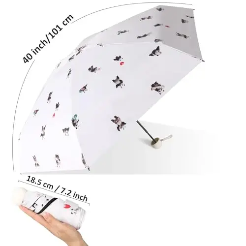 BAODINI Travel Essentials Mini Umbrella for Purse With Case Small Compact UV Sun Protection Lightweight Tiny Pocket Manual Open Close Umbrella for Women Kids and Men Fit Purse Backpack - 3