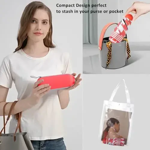 BAODINI Travel Essentials Mini Umbrella for Purse With Case Small Compact UV Sun Protection Lightweight Tiny Pocket Manual Open Close Umbrella for Women Kids and Men Fit Purse Backpack - 6