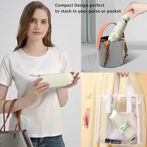 BAODINI Travel Essentials Mini Umbrella for Purse With Case Small Compact UV Sun Protection Lightweight Tiny Pocket Manual Open Close Umbrella for Women Kids and Men Fit Purse Backpack - 5
