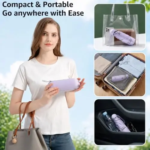BAODINI Travel Mini Umbrella for Purse With Case Small Compact UV Sun Protection Sun Lightweight Tiny Pocket Manual Open Close Umbrella for Women Kids and Men - 5