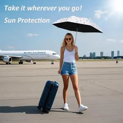 BAODINI Travel Mini Umbrella for Purse With Case Small Compact UV Sun Protection Sun Lightweight Tiny Pocket Umbrella for Women Kids and Men - BAODINI (1)